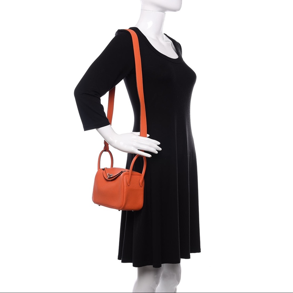Orange Mini Bag (in the style of Hermes Lindy)